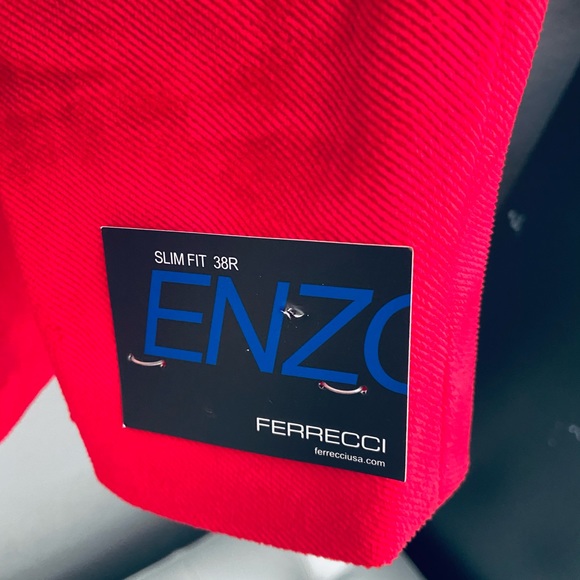 Ferrecci Enzo Red Slim Fit Velvet Tuxedo Blazer - Picture 6 of 11